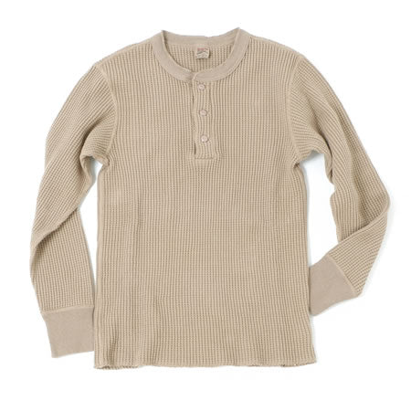 BIG WAFFLE Henley Neck T-shirt
