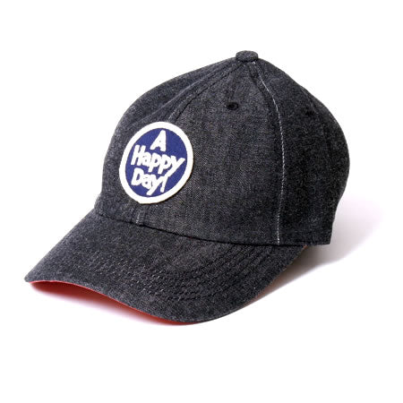 Black Denim Cap A HAPPY DAY! Navy