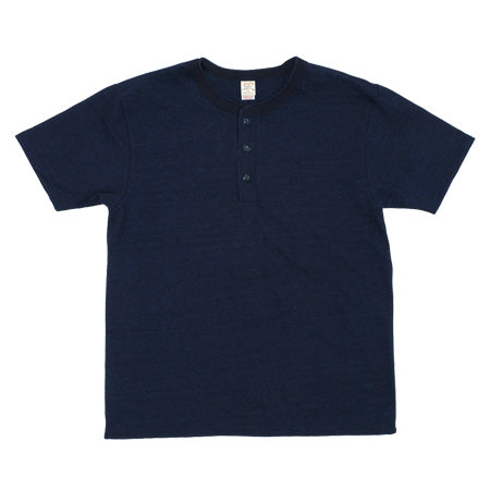 No. 7 Indigo Henley Neck T-shirt