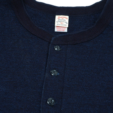 No. 7 Indigo Henley Neck T-shirt