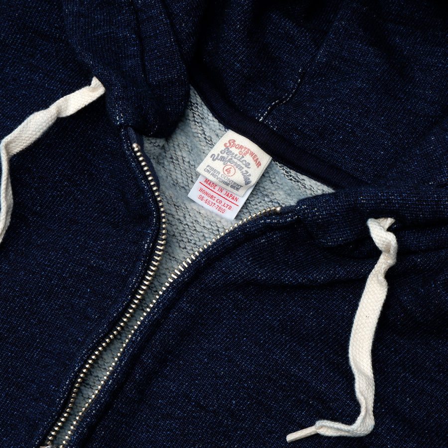 YARN-DYED Indigo Zip Hoodie