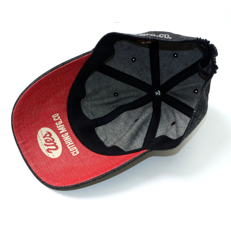 Black Denim Cap UES Red