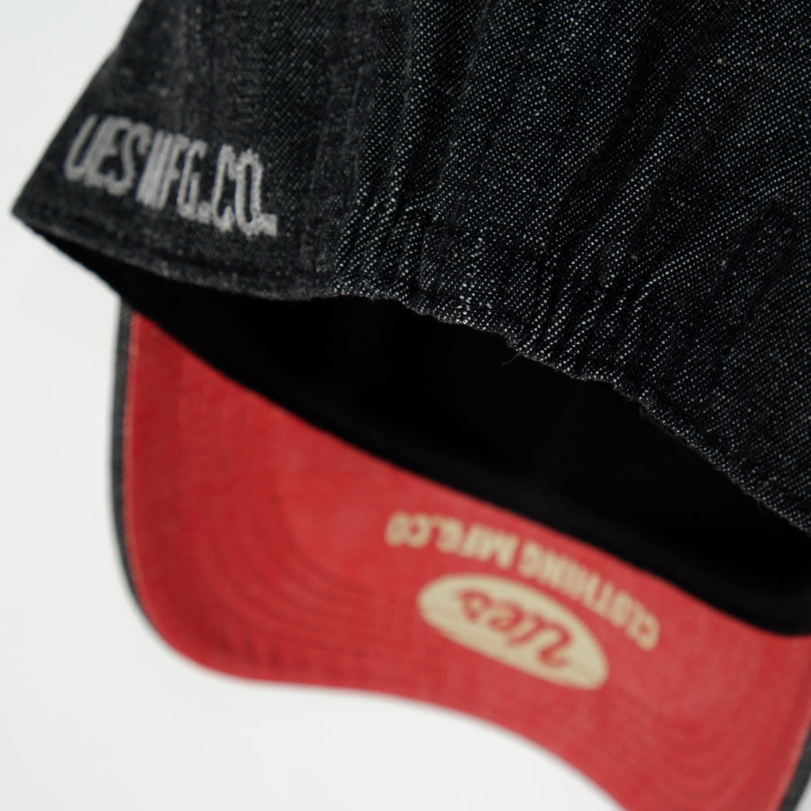 Black Denim Cap UES Red