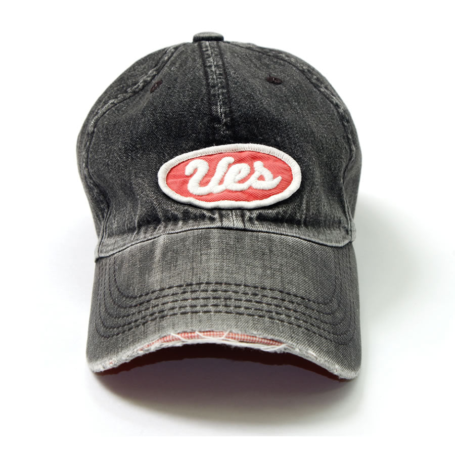 Black Denim Cap A HAPPY DAY! Red