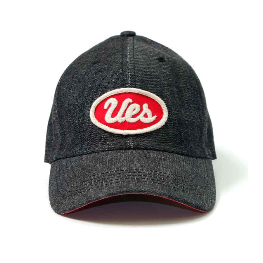 Black Denim Cap UES Red