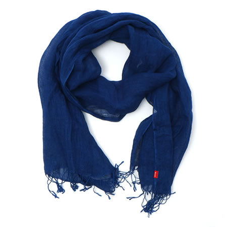 Natural Indigo Hand-Dyed Linen Stole (PLAIN)