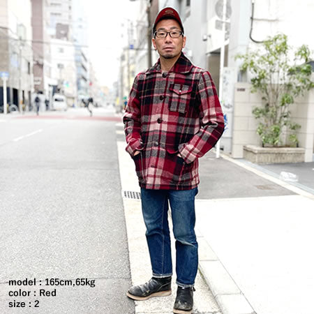 裏地付きウールジャケット レッド