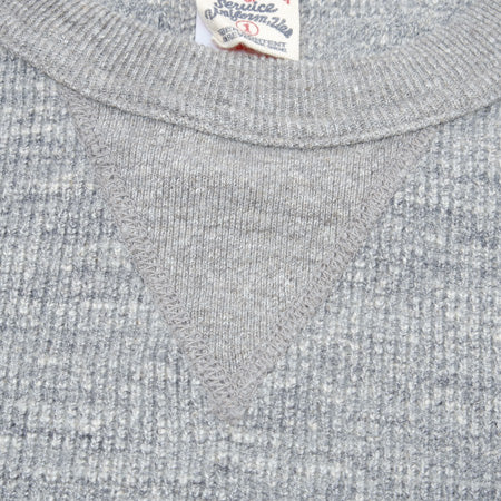 片畦ニット前V長袖Tシャツ