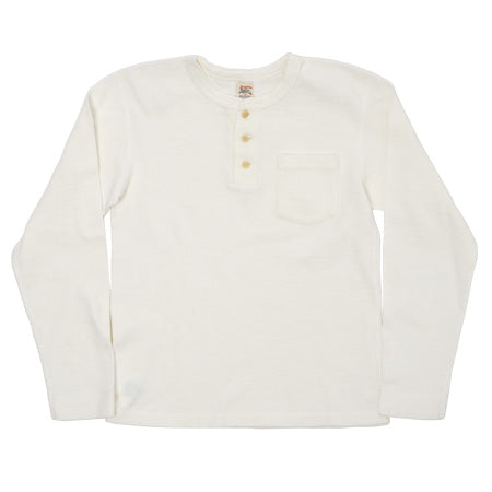 SINGLE RIB KNIT Long Sleeve Henley Neck T-shirt