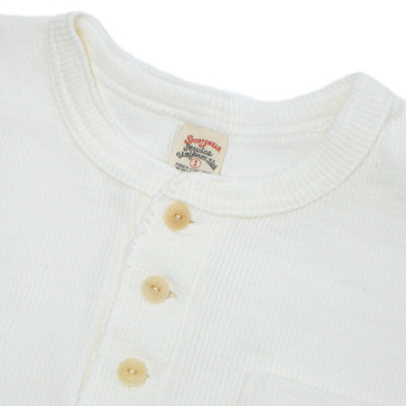 片畦ニット長袖ヘンリーネックTシャツ