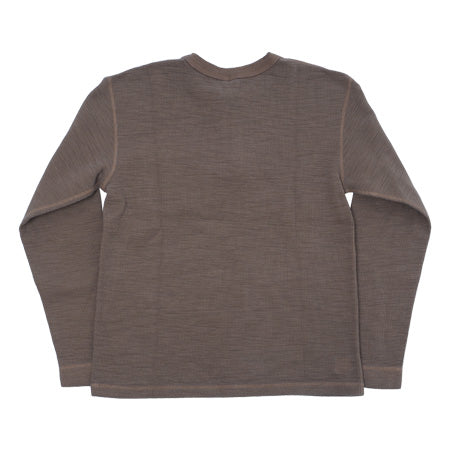 片畦ニット長袖ヘンリーネックTシャツ