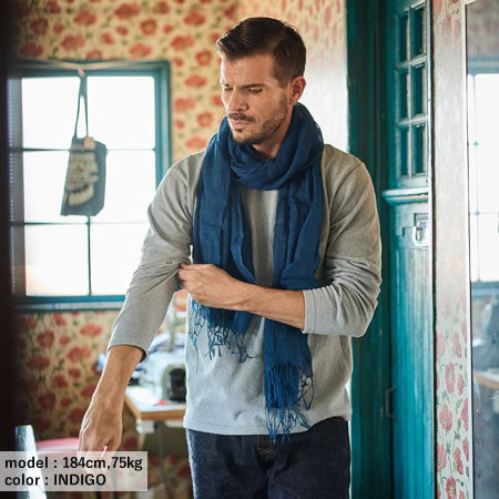 Natural Indigo Hand-Dyed Linen Stole (PLAIN)