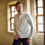 片畦ニット長袖ヘンリーネックTシャツ