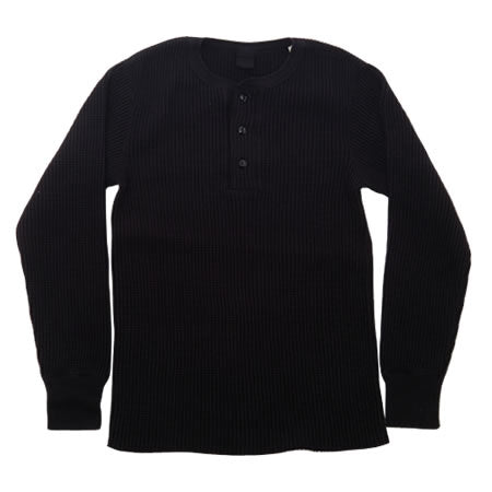 BIG WAFFLE Henley Neck T-shirt