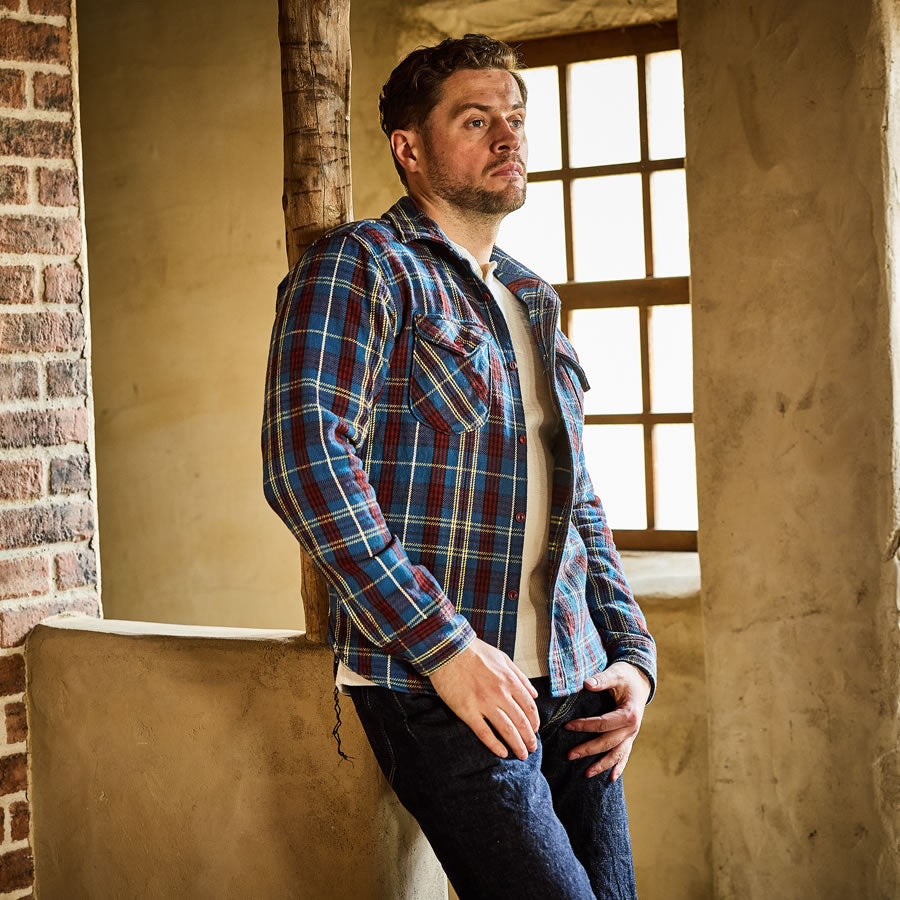 先染ヘビーネルシャツ ブルー – UES OFFICIAL ONLINE SHOP