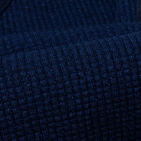 BIG WAFFLE Henley Neck T-shirt Indigo