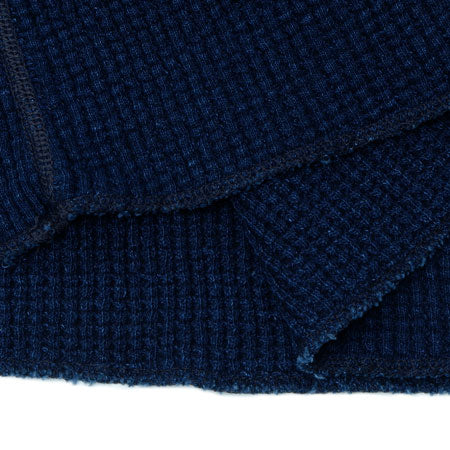 BIG WAFFLE Henley Neck T-shirt Indigo