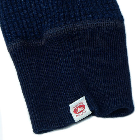 BIG WAFFLE Henley Neck T-shirt Indigo