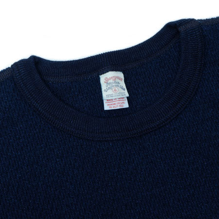 インディゴ先染めハニカムサーマルTシャツ