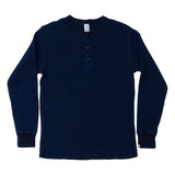 BIG WAFFLE Henley Neck T-shirt Indigo
