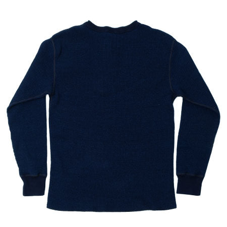 BIG WAFFLE Henley Neck T-shirt Indigo