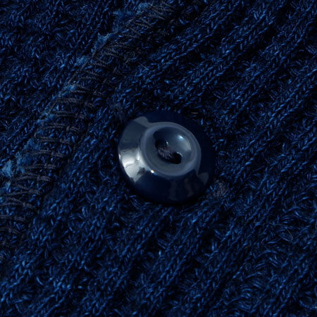 BIG WAFFLE Henley Neck T-shirt Indigo