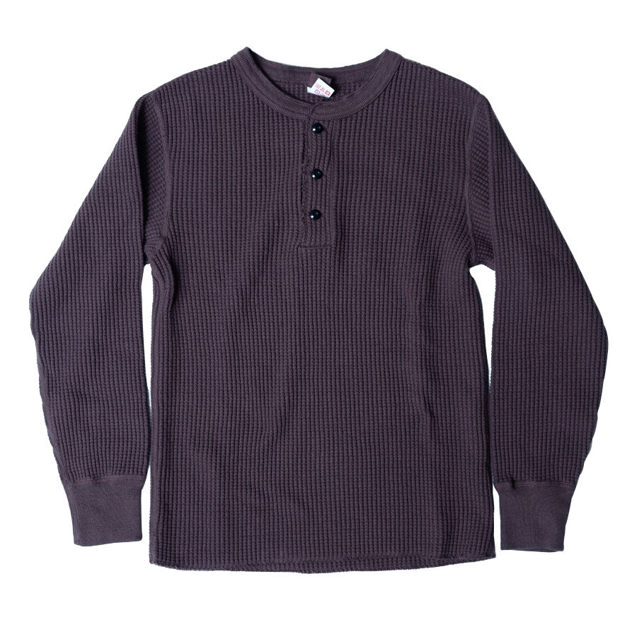 BIG WAFFLE Henley Neck T-shirt