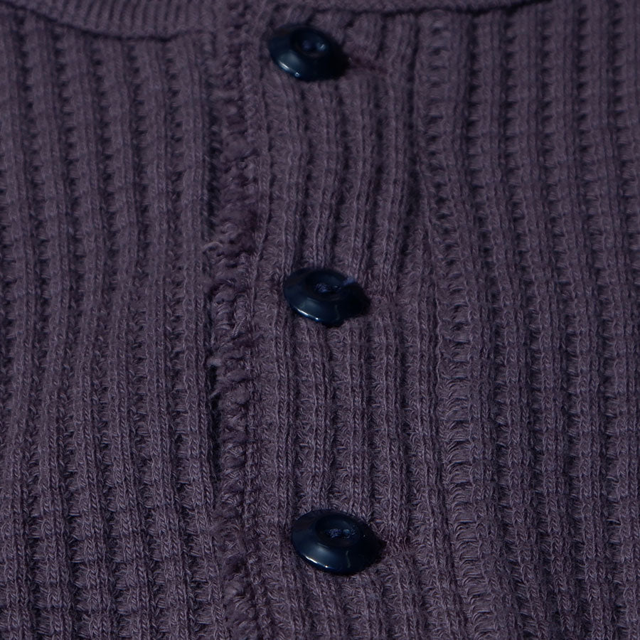 BIG WAFFLE Henley Neck T-shirt