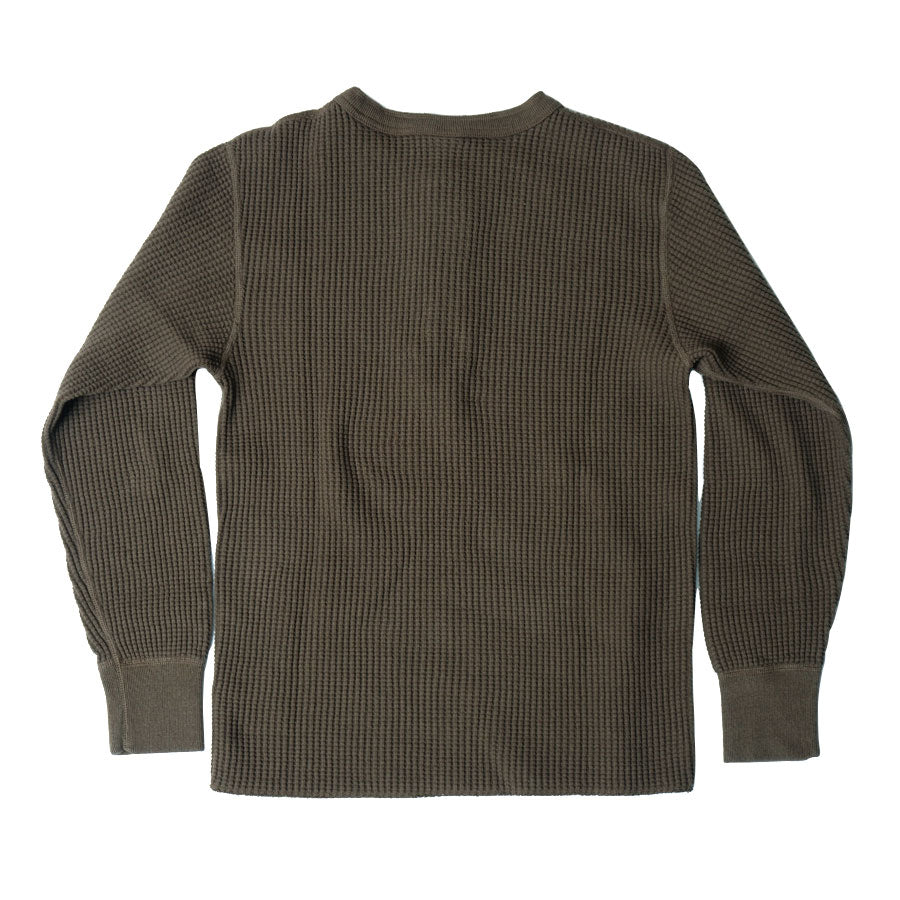 BIG WAFFLE Henley Neck T-shirt