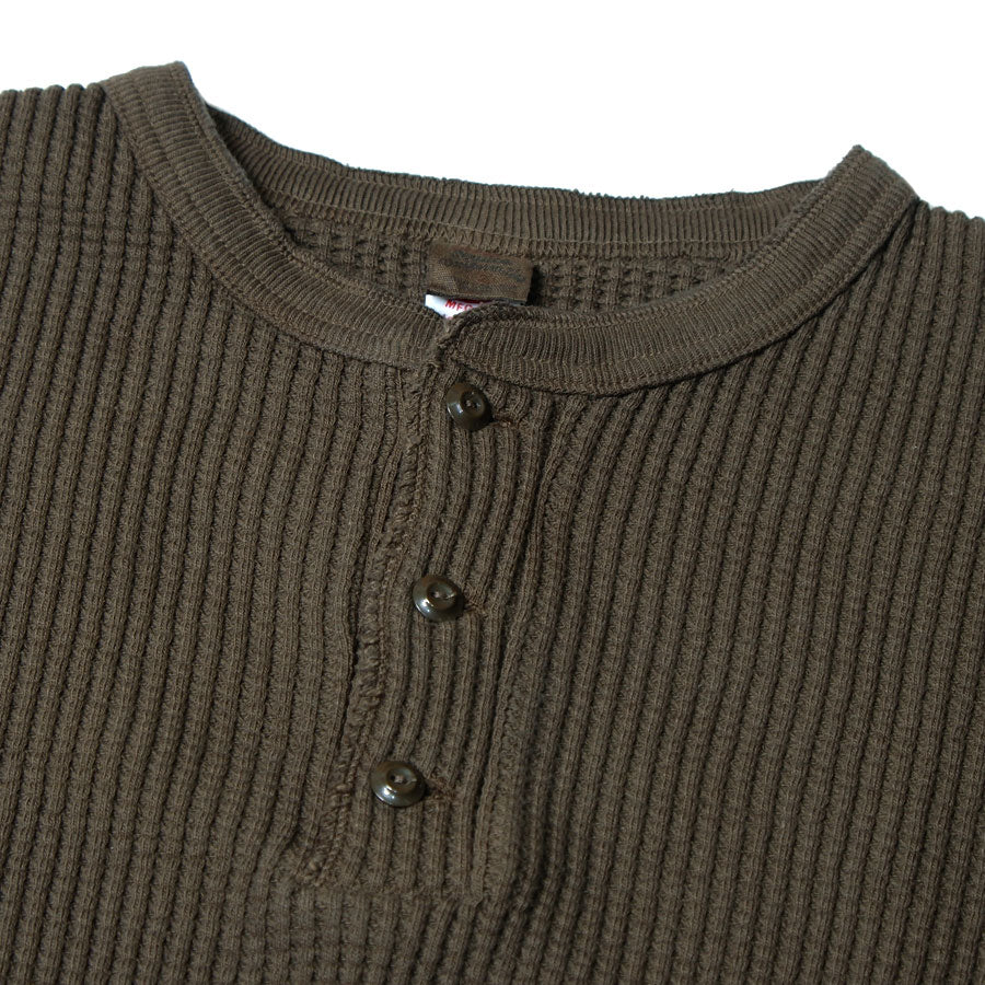 BIG WAFFLE Henley Neck T-shirt