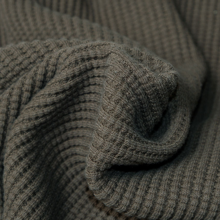 BIG WAFFLE Henley Neck T-shirt