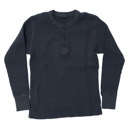 BIG WAFFLE Henley Neck T-shirt