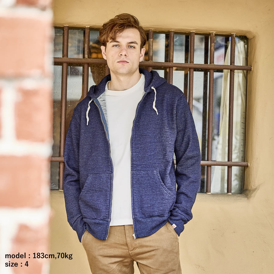 YARN-DYED Indigo Zip Hoodie