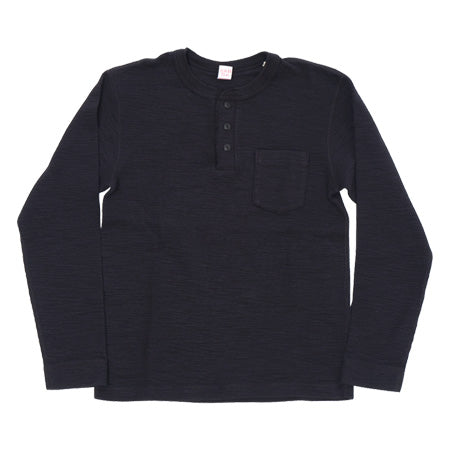 SINGLE RIB KNIT Long Sleeve Henley Neck T-shirt – UES